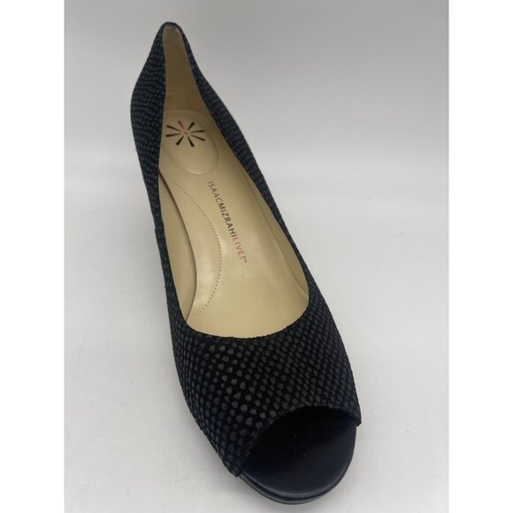 Isaac Mizrahi Perky Women Black Embossed Leather Wedge Shoe Size 11 - Picture 2 of 9